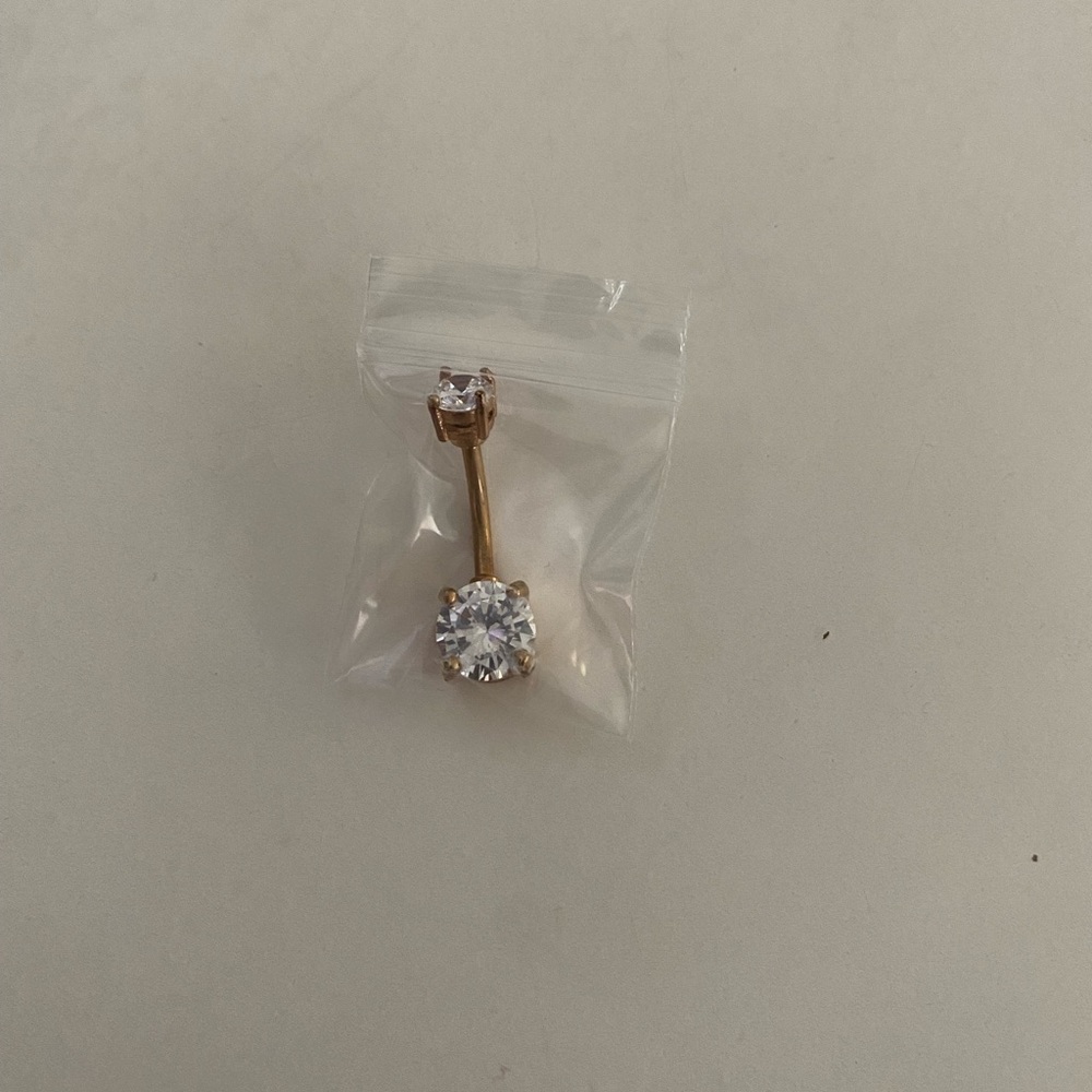 🆕 Rose Gold Prong Set Double Cubic Zirconia Belly Ring